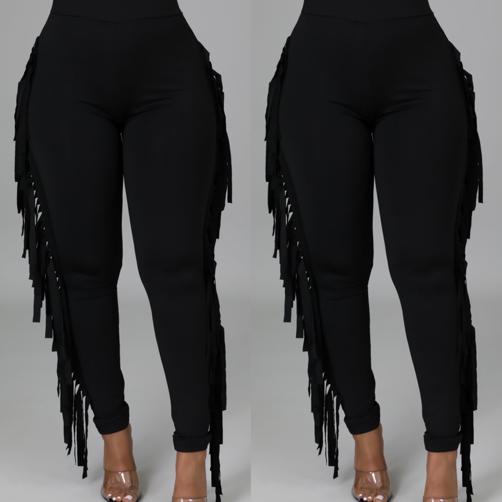 Side Fringe Stretch Pants